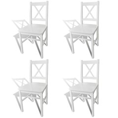 Деревянные обеденные стулья, белые, 4шт. цена и информация | Стулья для кухни и столовой | pigu.lt