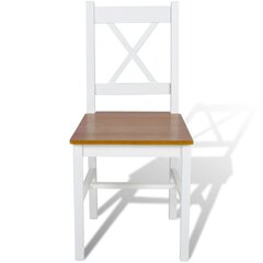 Деревянные обеденные стулья, белые/натуральне дерево, 2 шт. цена и информация | Стулья для кухни и столовой | pigu.lt