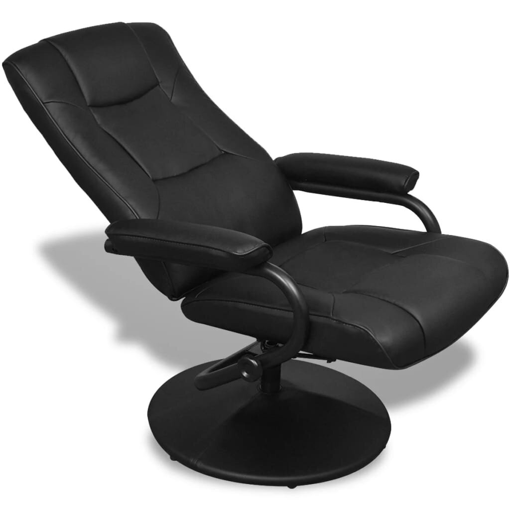 Reguliuojamas krėslas su kėdute kojoms, juodas цена и информация | Svetainės foteliai | pigu.lt