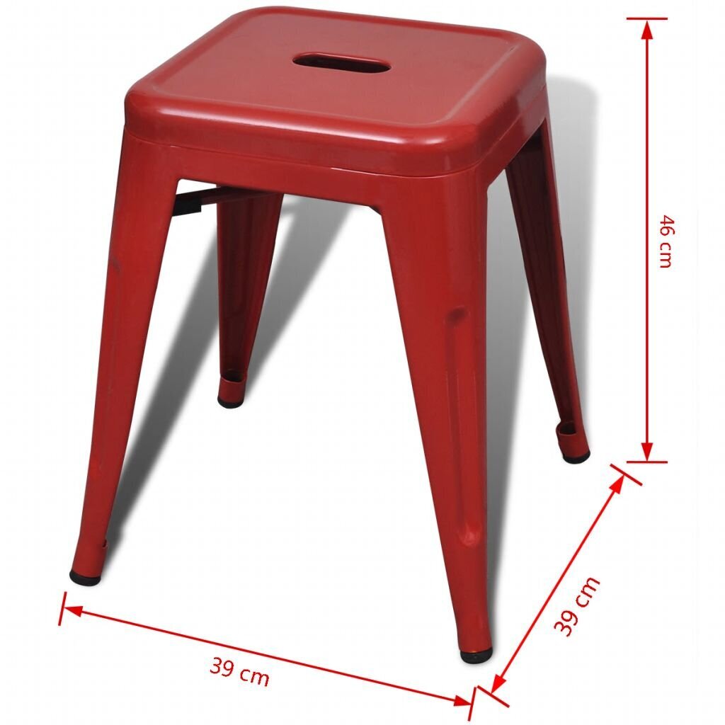 Metalinės kėdutės, raudonos, 2 vnt. kaina ir informacija | Virtuvės ir valgomojo kėdės | pigu.lt