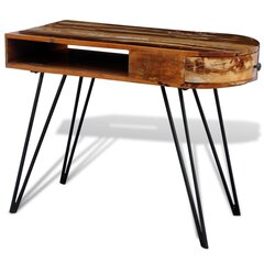Rašomasis stalas su geležinėmis kojelėmis iš perdirbtos medienos, rudas kaina ir informacija | Kompiuteriniai, rašomieji stalai | pigu.lt
