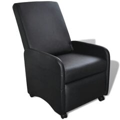 Складное кресло для отдыха, искусственная кожа, черное цена и информация | Кресла в гостиную | pigu.lt