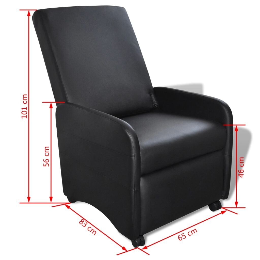 Atlošiamas fotelis, juodas цена и информация | Svetainės foteliai | pigu.lt