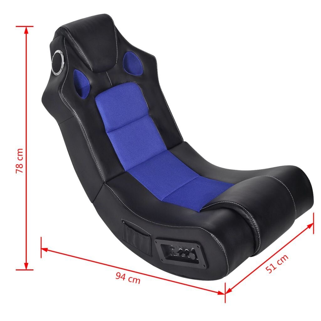 Supama kėdė su garso jungtimi, juodos ir mėlynos spalvos kaina ir informacija | Svetainės foteliai | pigu.lt