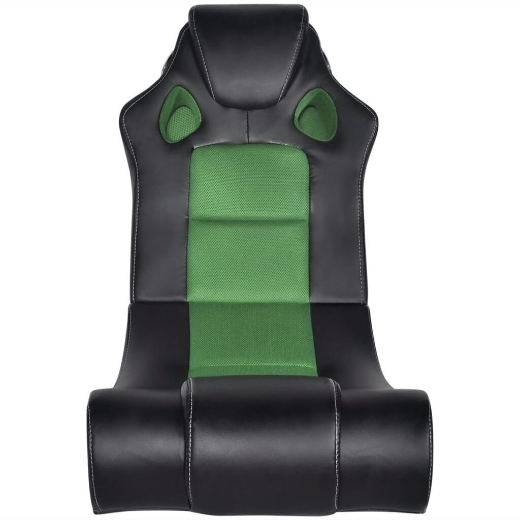 Supama kėdė, juoda ir žalia, garso jungtis, dirbtinė oda цена и информация | Biuro kėdės | pigu.lt