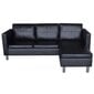 Kampinė trivietė L formos kampinė sofa, juoda kaina ir informacija | Minkšti kampai | pigu.lt