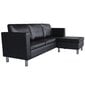Kampinė trivietė L formos kampinė sofa, juoda kaina ir informacija | Minkšti kampai | pigu.lt