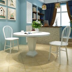 2 деревянных обеденных стула с округлой спинкой, белые цена и информация | Стулья для кухни и столовой | pigu.lt