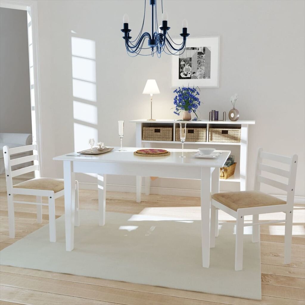 2 medinės valgomojo kėdės kvadratiniu atlošu, baltos kaina ir informacija | Virtuvės ir valgomojo kėdės | pigu.lt