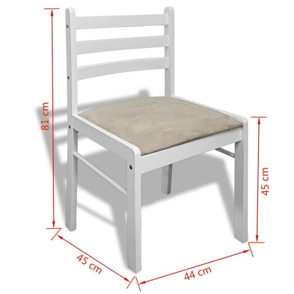 4 medinės valgomojo kėdės kvadratiniu atlošu, baltos kaina ir informacija | Virtuvės ir valgomojo kėdės | pigu.lt