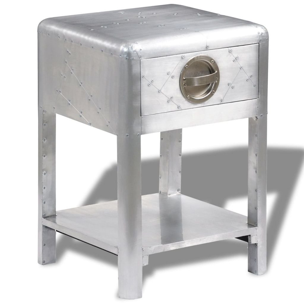 Staliukas iš aliuminio su 1 stalčiumi Aviator, pilkas kaina ir informacija | Kavos staliukai | pigu.lt