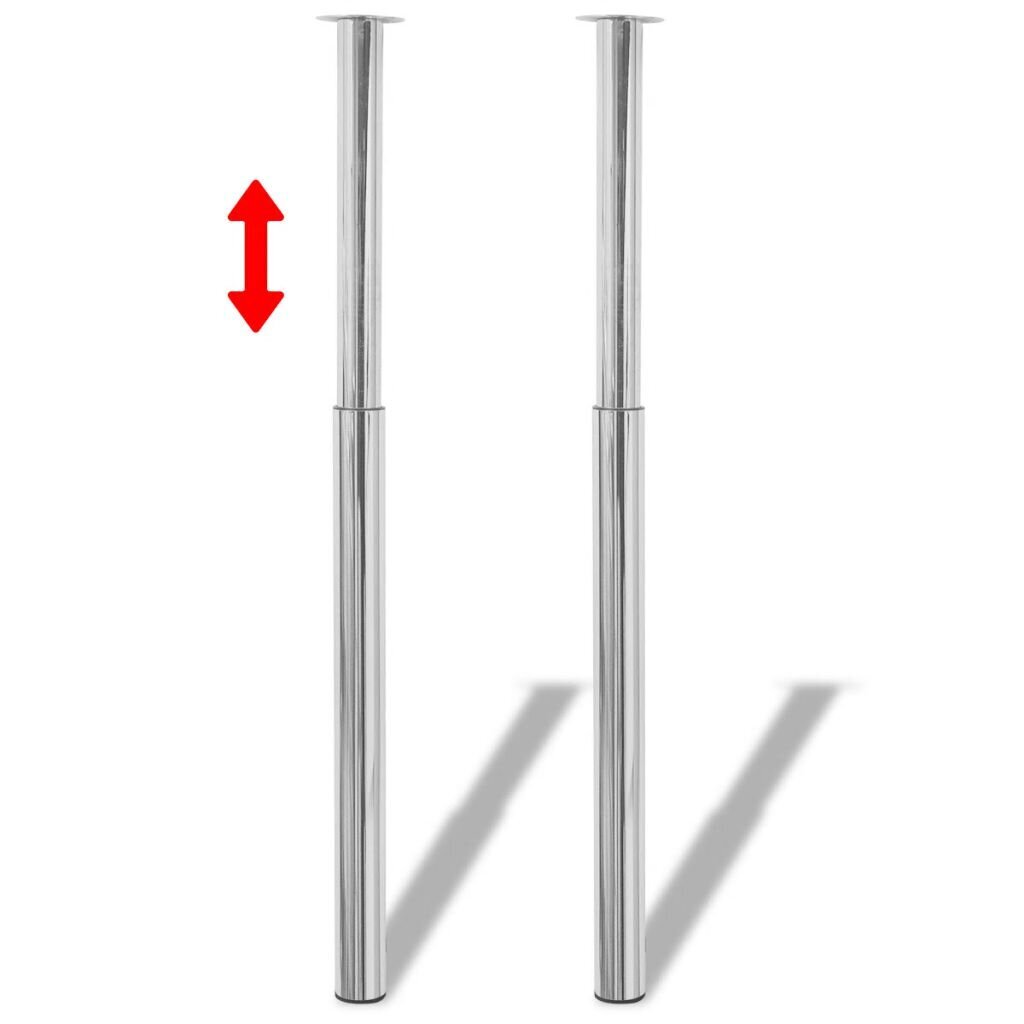 2 teleskopinės stalo kojos, chromais, 710 - 1 100 mm kaina ir informacija | Baldinės kojelės ir kojos | pigu.lt