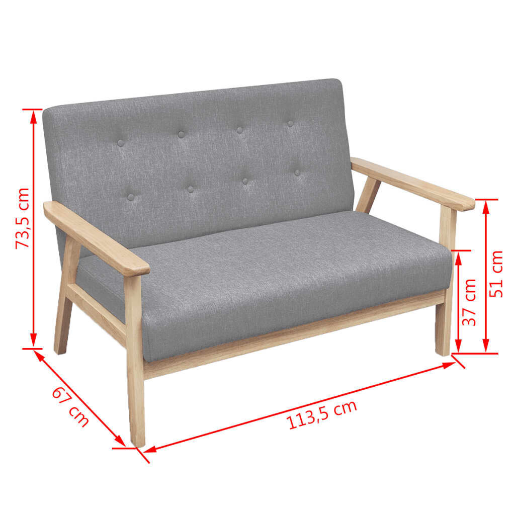 Retro medinė sofa, pilka kaina ir informacija | Sofos | pigu.lt