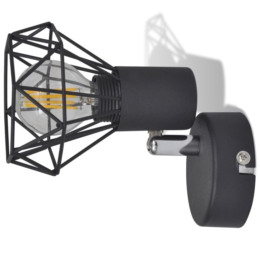 2 juodi industrinio stiliaus vieliniai sieniniai šviestuvai su LED kaina ir informacija | Sieniniai šviestuvai | pigu.lt