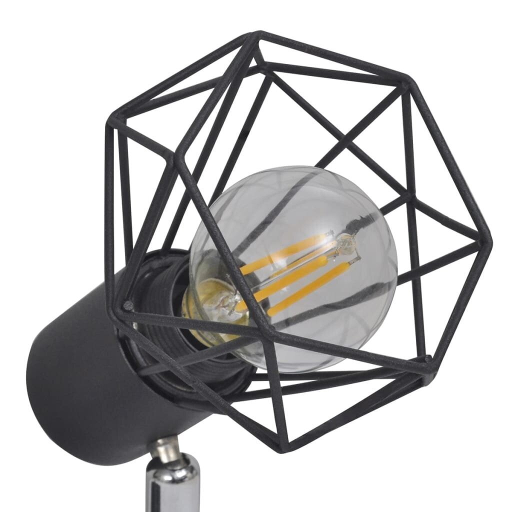 Juodas industrinio stiliaus vielinis kryptinis šviestuvas su 2 LED kaina ir informacija | Lubiniai šviestuvai | pigu.lt