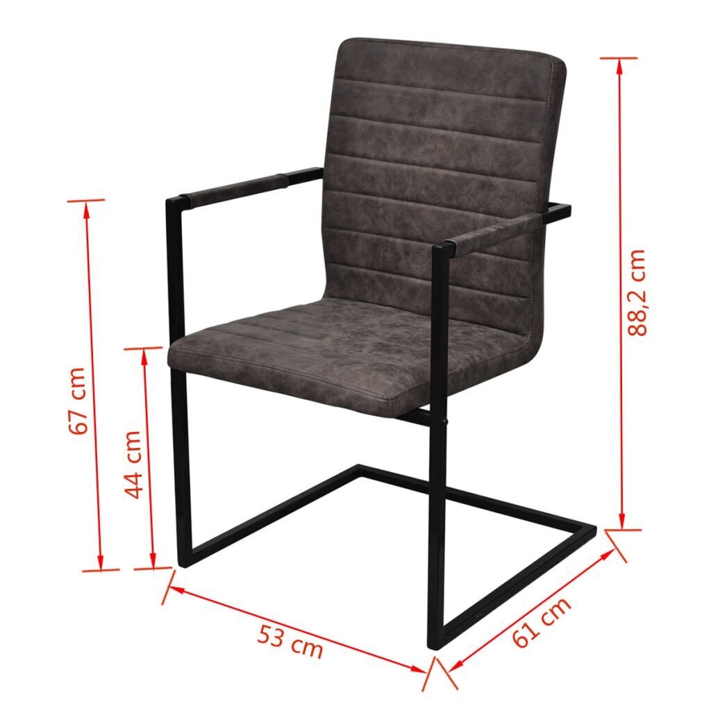 Gembinės valgomojo kėdės su porankiais, rudos, 2 vnt. kaina ir informacija | Virtuvės ir valgomojo kėdės | pigu.lt