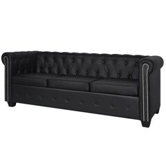 Chesterfield trivietė sofa, juoda kaina ir informacija | Sofos | pigu.lt