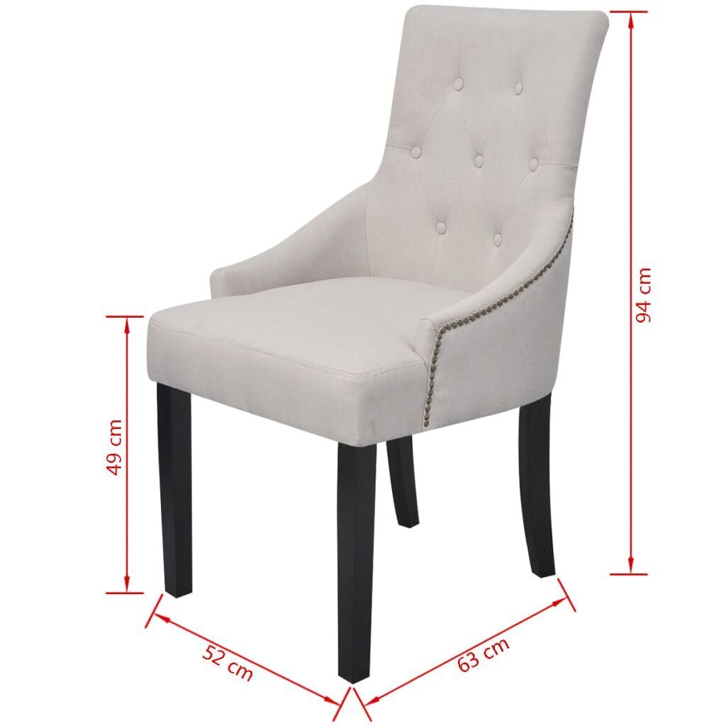 Valgomojo kėdės, poliesteris, kreminės spalvos kaina ir informacija | Virtuvės ir valgomojo kėdės | pigu.lt
