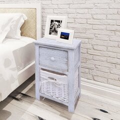 Sendintas elegantiškas naktinis staliukas, medinis, baltas kaina ir informacija | Spintelės prie lovos | pigu.lt