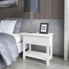 Naktiniai staliukai, 2 vnt., mediniai, balti kaina ir informacija | Spintelės prie lovos | pigu.lt