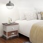 Sendinti naktiniai staliukai, 2 vnt., mediniai, rudi ir balti цена и информация | Spintelės prie lovos | pigu.lt