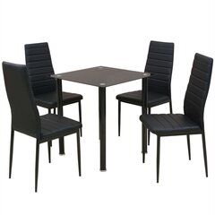 Penkių dalių, valgomojo stalo ir kėdžių komplektas, juodas kaina ir informacija | Valgomojo komplektai | pigu.lt