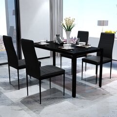 5 dalių valgomojo stalo ir kėdžių komplektas, juodas kaina ir informacija | 5 dalių valgomojo stalo ir kėdžių komplektas, juodas | pigu.lt