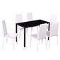 7 dalių valgomojo stalo ir kėdžių komplektas, baltas-juodas kaina ir informacija | Valgomojo komplektai | pigu.lt