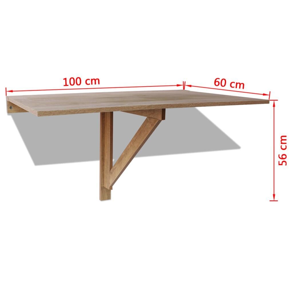 Sulankstomas pakabinamas staliukas, ąžuolas, 100x60 cm kaina ir informacija | Lauko stalai, staliukai | pigu.lt