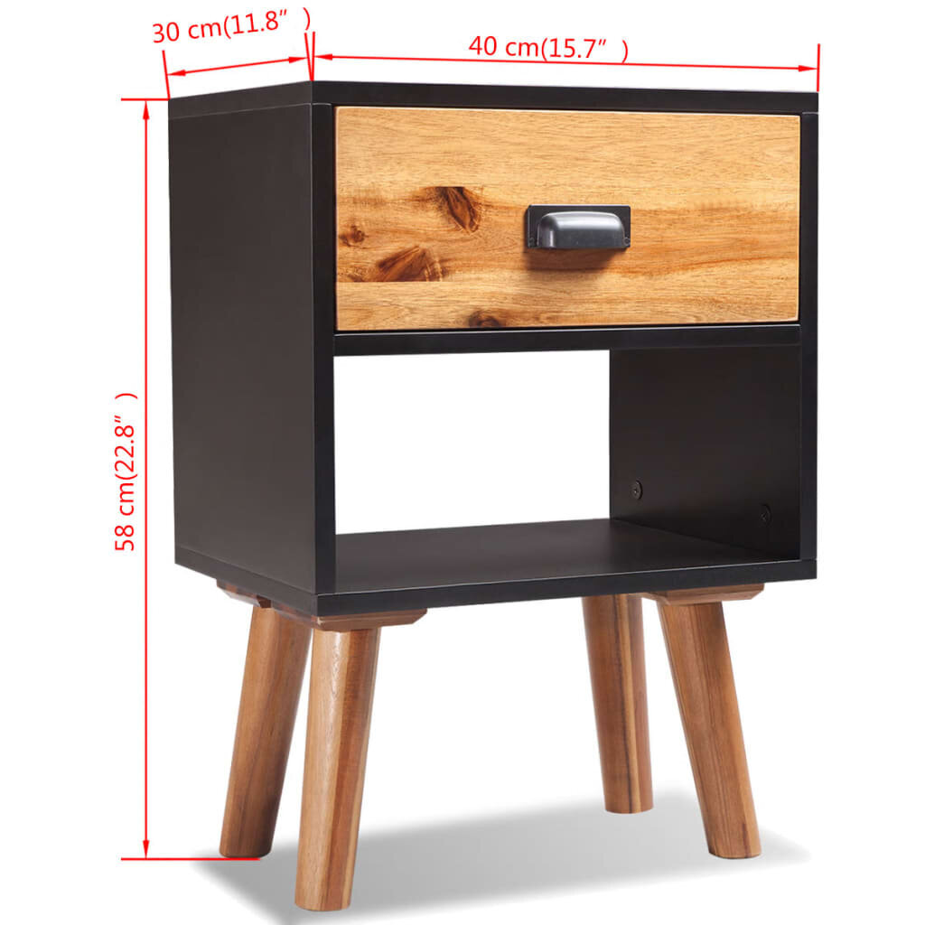 Naktinis staliukas, akacijos mediena, 40x30x58 cm цена и информация | Komodos | pigu.lt