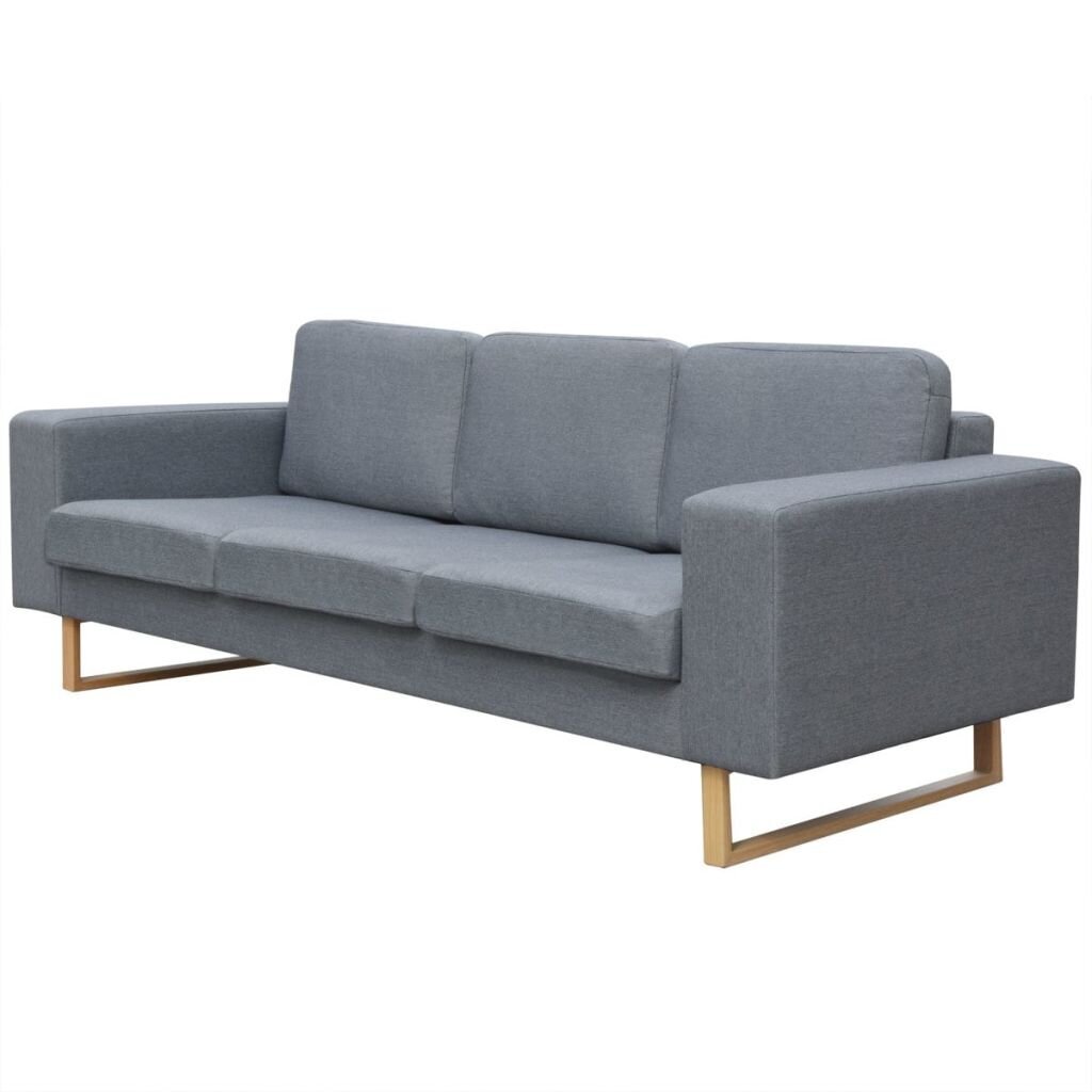 Trivietė medžiaginė sofa, šviesiai pilkos spalvos цена и информация | Sofos | pigu.lt