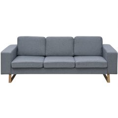 Trivietė medžiaginė sofa, šviesiai pilkos spalvos kaina ir informacija | Sofos | pigu.lt