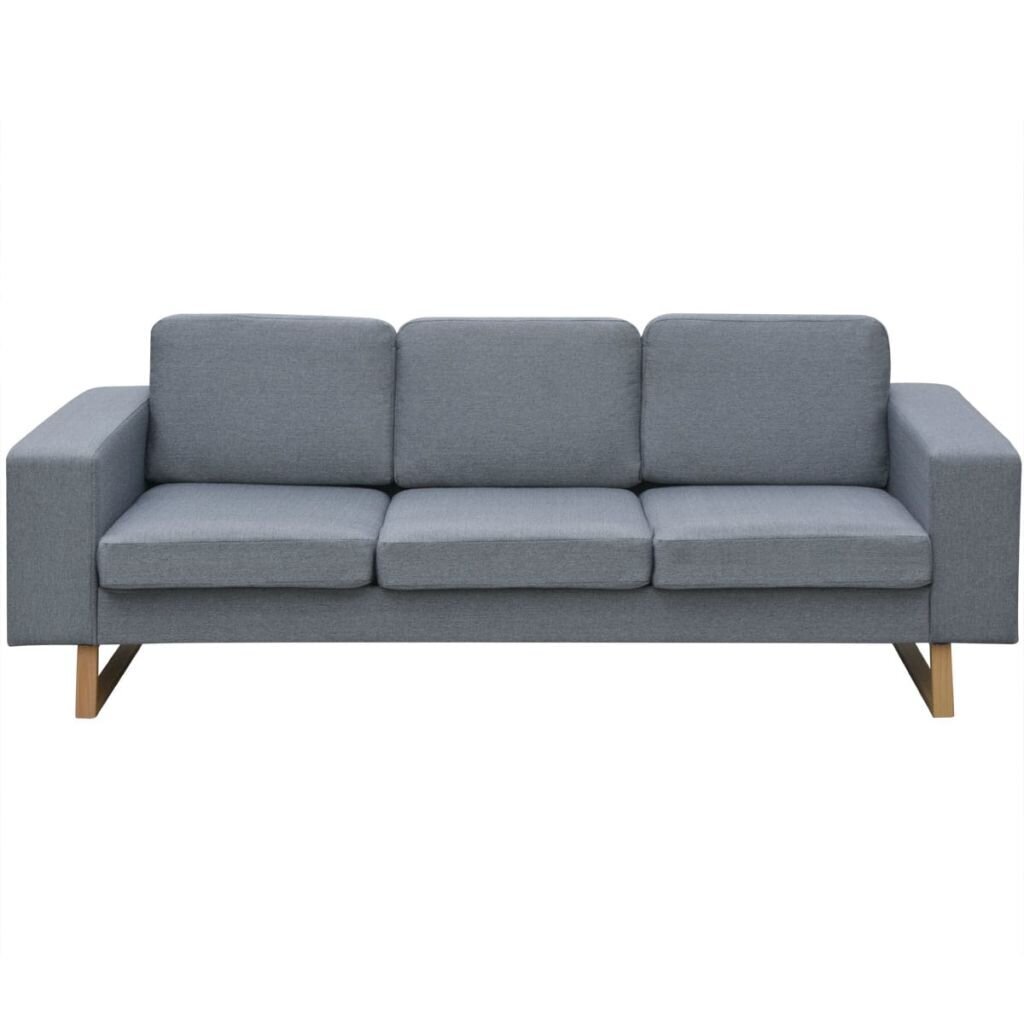 Trivietė medžiaginė sofa, šviesiai pilkos spalvos цена и информация | Sofos | pigu.lt