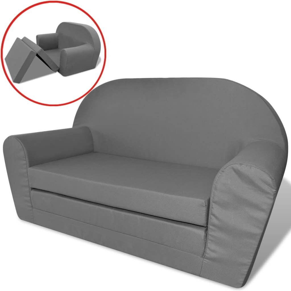 Vaikiška ištiesiama sofa, pilka цена и информация | Vaikiškos lovos | pigu.lt