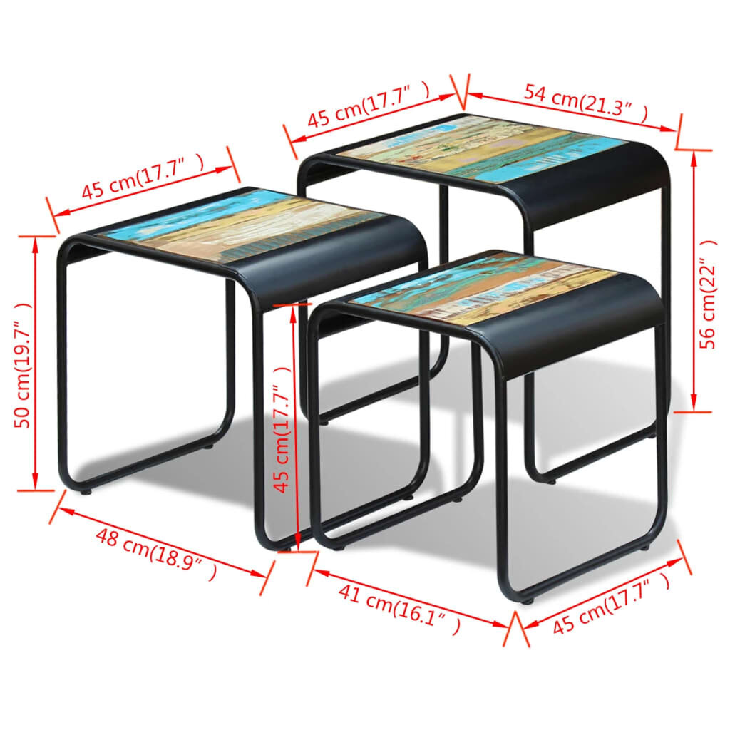 3 sustumiami staliukai iš perdirbtos medienos kaina ir informacija | Kavos staliukai | pigu.lt