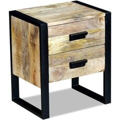 Staliukas su 2 stalčiais, mango mediena, 43x33x51 cm kaina ir informacija | Spintelės prie lovos | pigu.lt