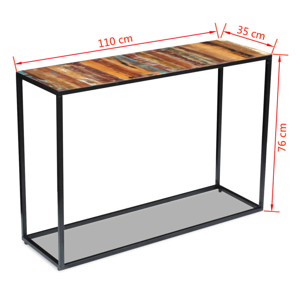 Konsolinis staliukas, masyvi perdirbta mediena, 110x35x76 cm kaina ir informacija | Stalai-konsolės | pigu.lt