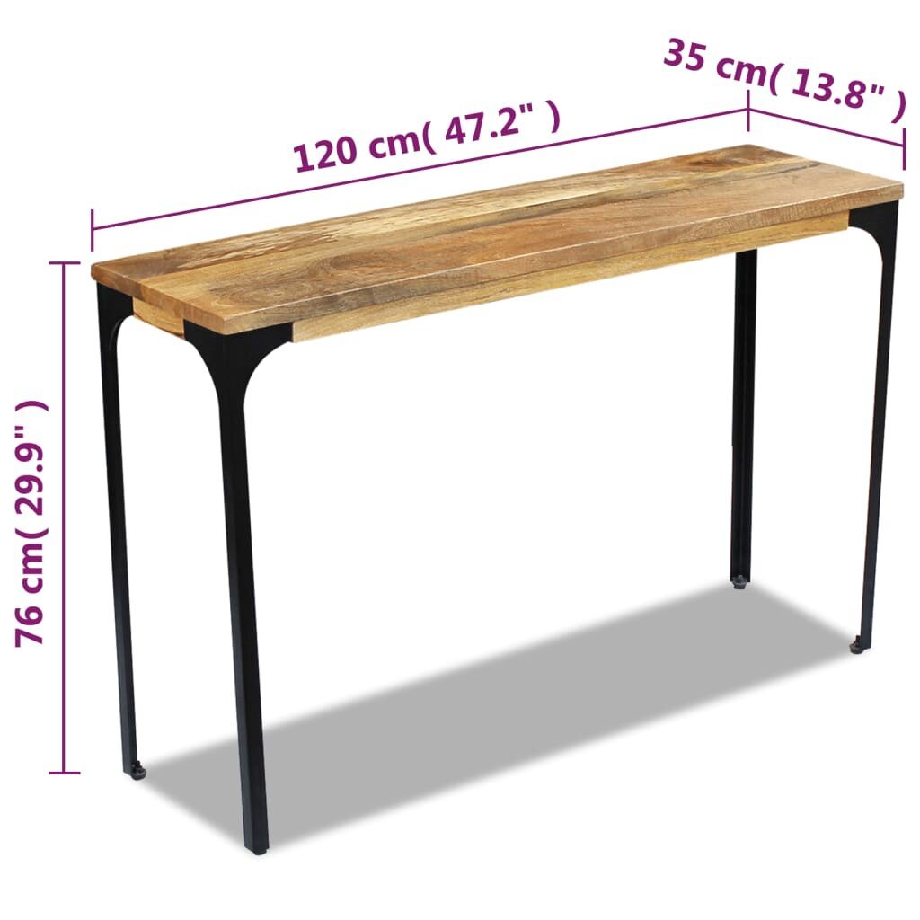 Konsolinis staliukas, mango mediena, 120x35x76 cm kaina ir informacija | Kavos staliukai | pigu.lt