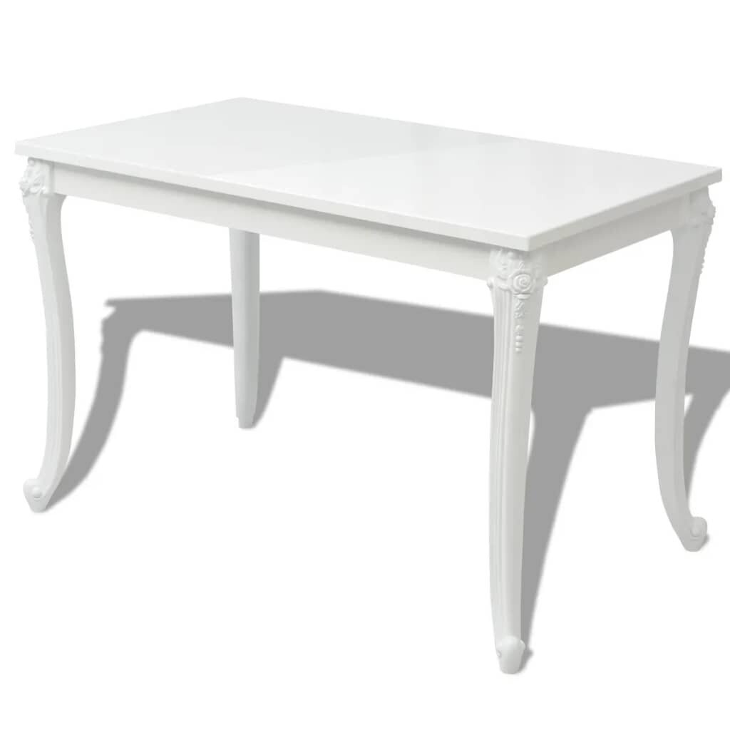 Valgomojo stalas, 120x70x76 cm, labai blizgus, baltas kaina ir informacija | Virtuvės ir valgomojo stalai, staliukai | pigu.lt