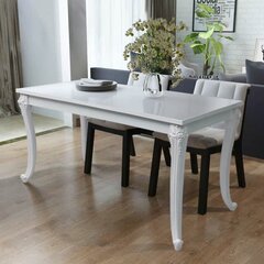 Обеденный стол, 120x70x76 см, очень блестящий, белый цена и информация | Кухонные и обеденные столы | pigu.lt