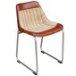 Valgomojo kėdės, tikra oda ir drobė, ruda ir smėlio spalvos, 2 vnt. kaina ir informacija | Virtuvės ir valgomojo kėdės | pigu.lt