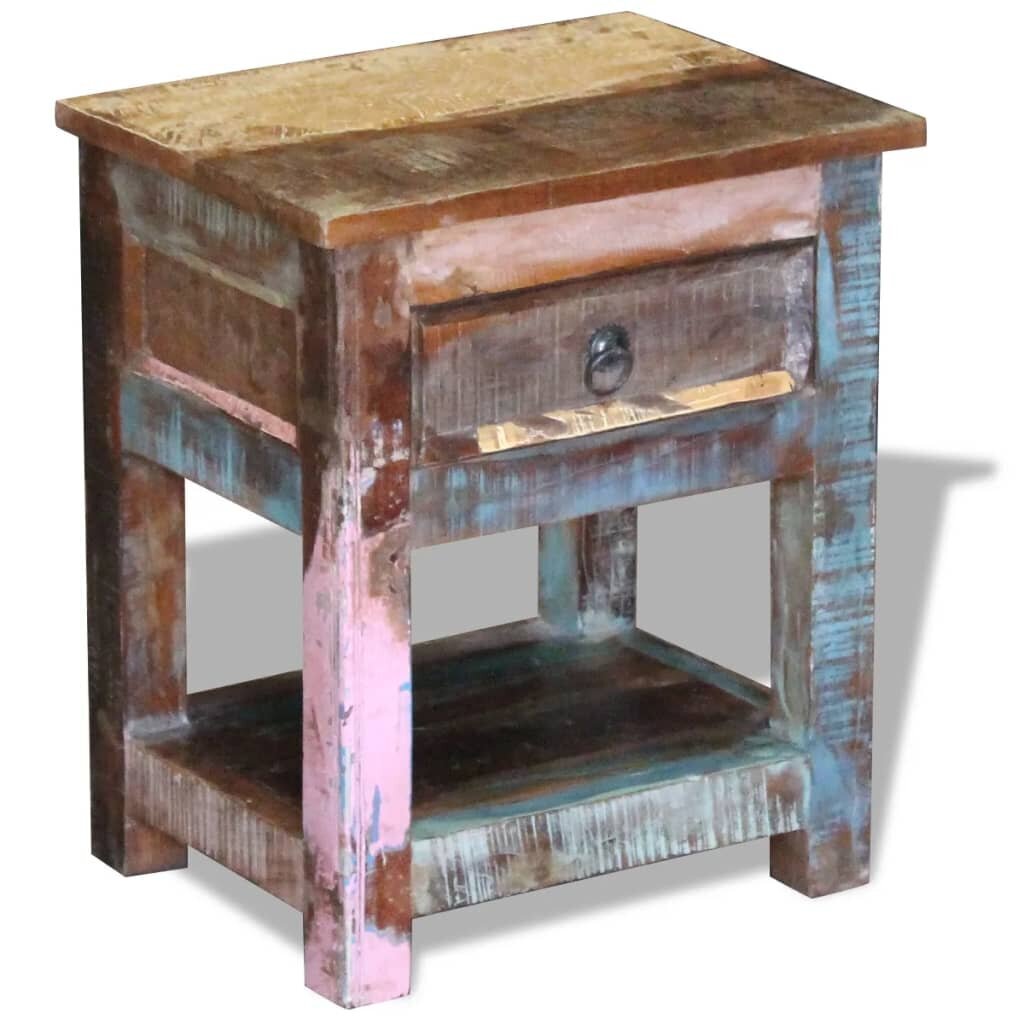 Staliukas su 1 stalčiumi, perdirbta mediena, 43x33x51 cm kaina ir informacija | Kavos staliukai | pigu.lt