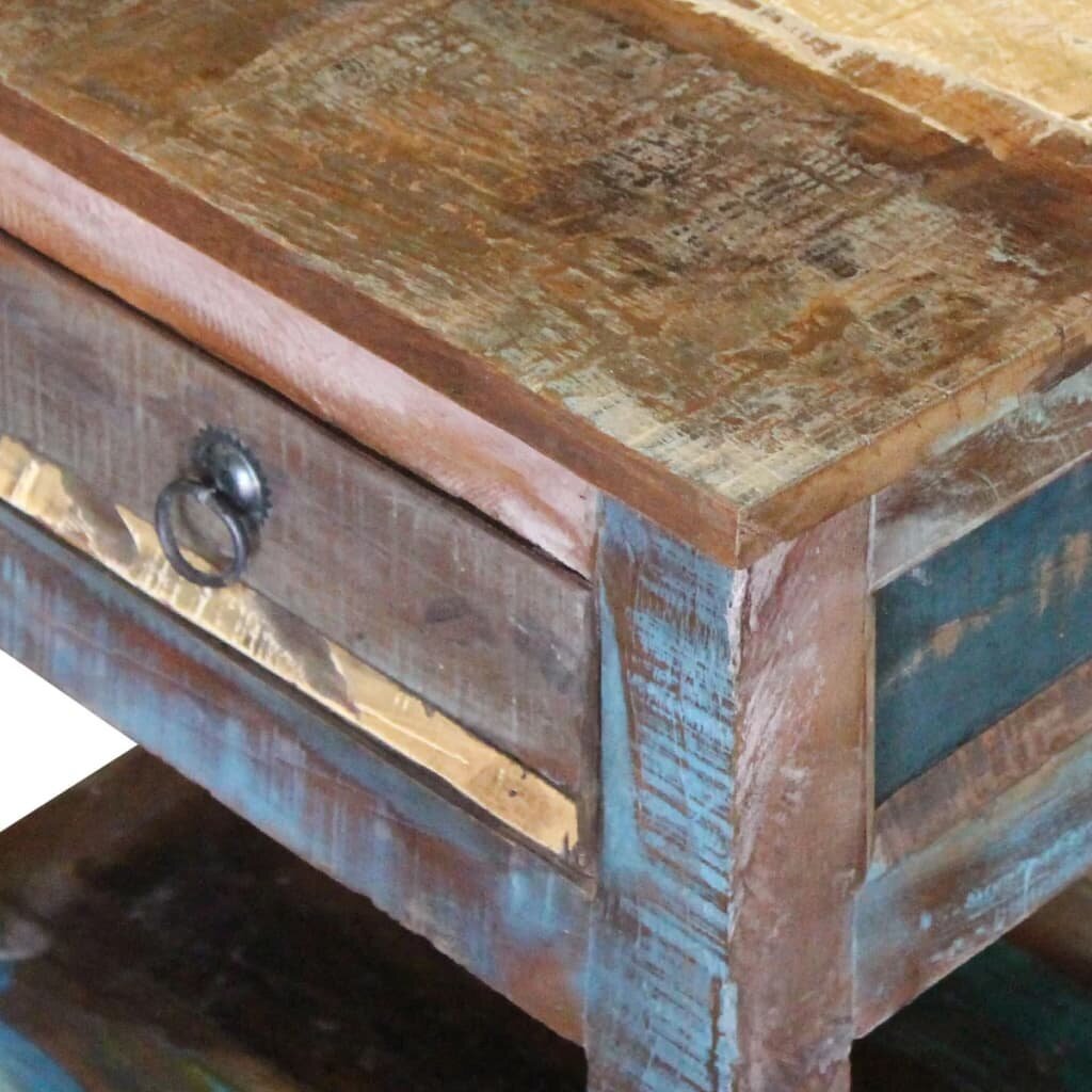 Staliukas su 1 stalčiumi, perdirbta mediena, 43x33x51 cm цена и информация | Kavos staliukai | pigu.lt