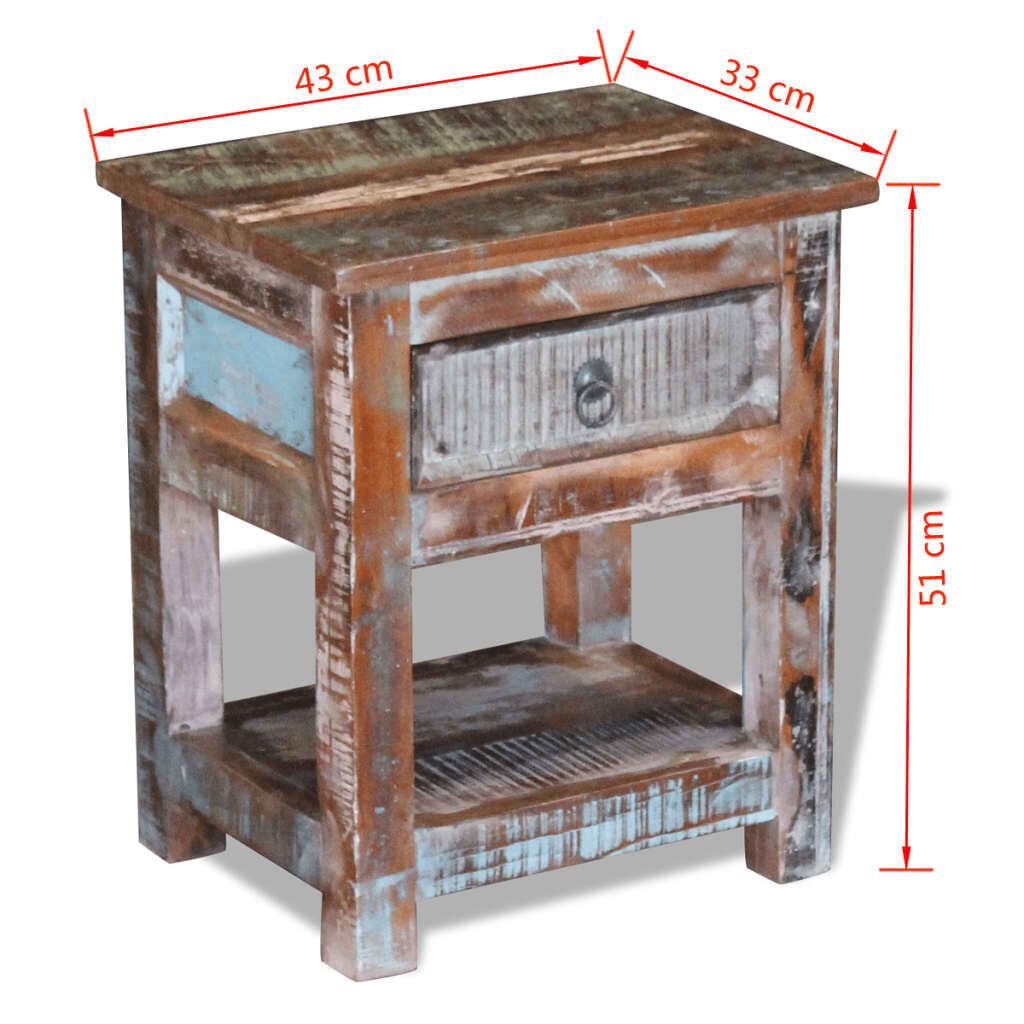 Staliukas su 1 stalčiumi, perdirbta mediena, 43x33x51 cm цена и информация | Kavos staliukai | pigu.lt