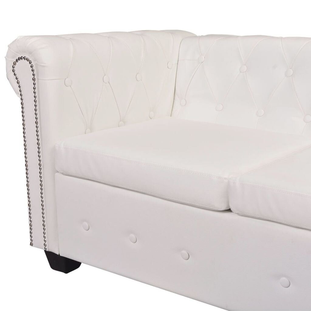 Chesterfield penkiavietė sofa, dirbtinė oda, balta цена и информация | Minkšti kampai | pigu.lt