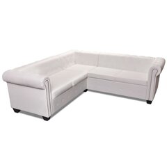 Chesterfield penkiavietė sofa, dirbtinė oda, balta цена и информация | Угловые диваны | pigu.lt