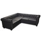 Chesterfield penkiavietė sofa, dirbtinė oda, juoda цена и информация | Minkšti kampai | pigu.lt