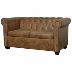 Двухместный диван Chesterfield, коричневый цена и информация | Диваны | pigu.lt