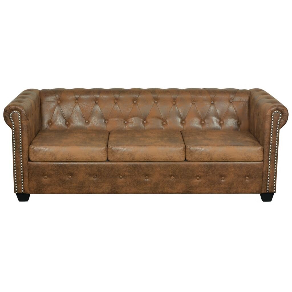 Trivietė sofa, rudos spalvos цена и информация | Sofos | pigu.lt