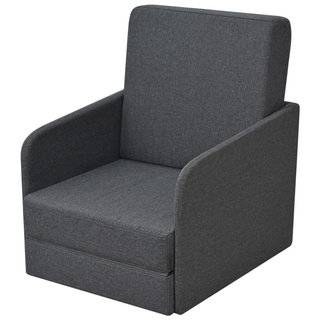 Krėslas-lova, 59,5x72x72,5 cm, tamsiai pilkas kaina ir informacija | Svetainės foteliai | pigu.lt